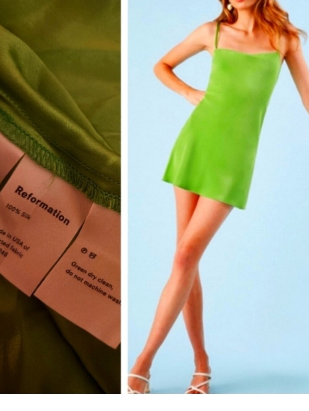 Nwot Reformation Katy 100% silk slip perfect getaway dress S